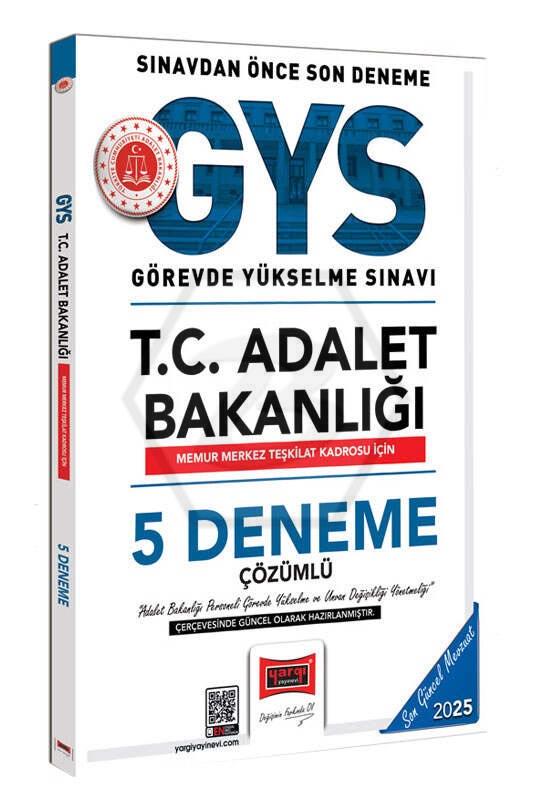 2025 T.C. Adalet Bakanlığı Memur Merkez Teşkilat Kadrosu İçin Çözümlü 5 Deneme