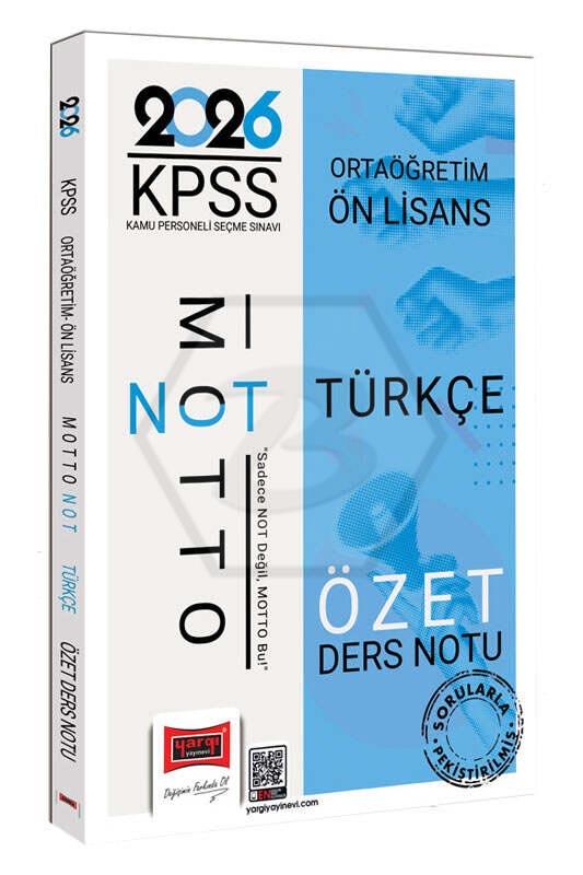 2026 KPSS Ortaöğretim Ön Lisans Motto Serisi Türkçe Özet Ders Notu