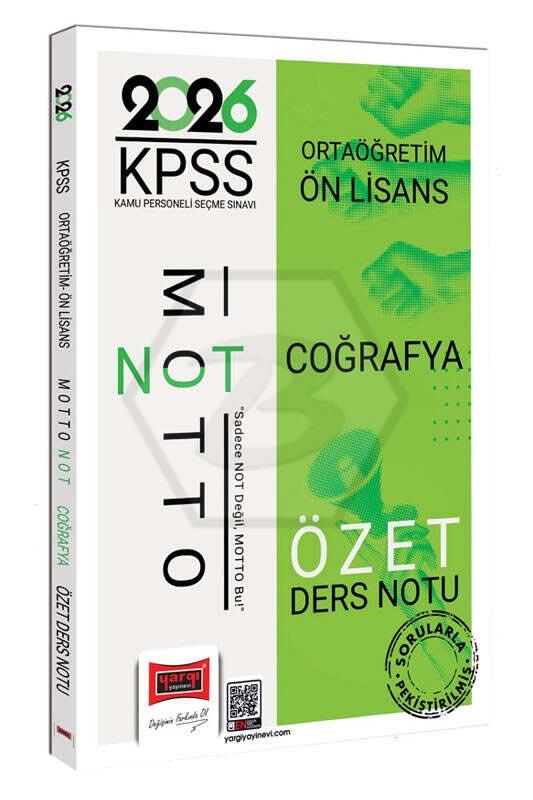 2026 KPSS Ortaöğretim Ön Lisans Motto Serisi Coğrafya Özet Ders Notu