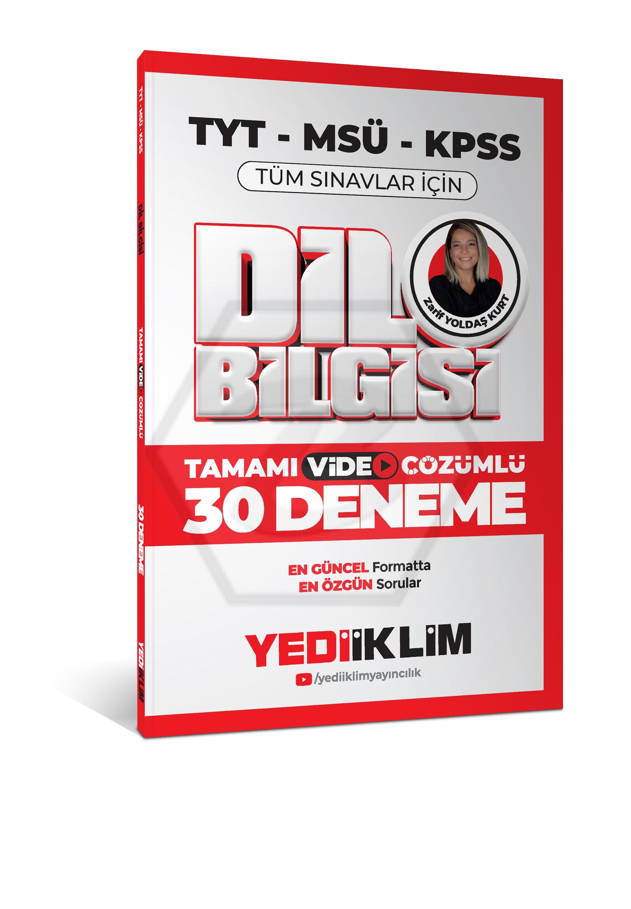 2026 KPSS MSÜ TYT Dil Bilgisi Tamamı Video Çözümlü Tüm Sınavlar için 30 Deneme