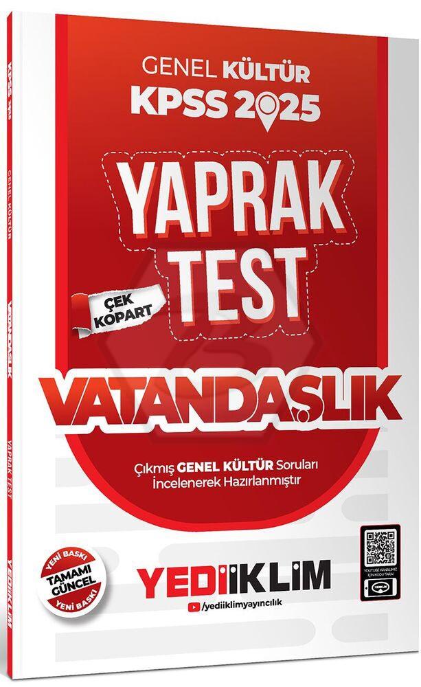 2025 KPSS Vatandaşlık Genel Kültür Çek Kopart Yaprak Test