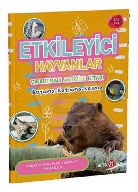 Etkileyici Hayvanlar Çıkartmalı Aktivite Kitabı Boyama Katlama Kesme