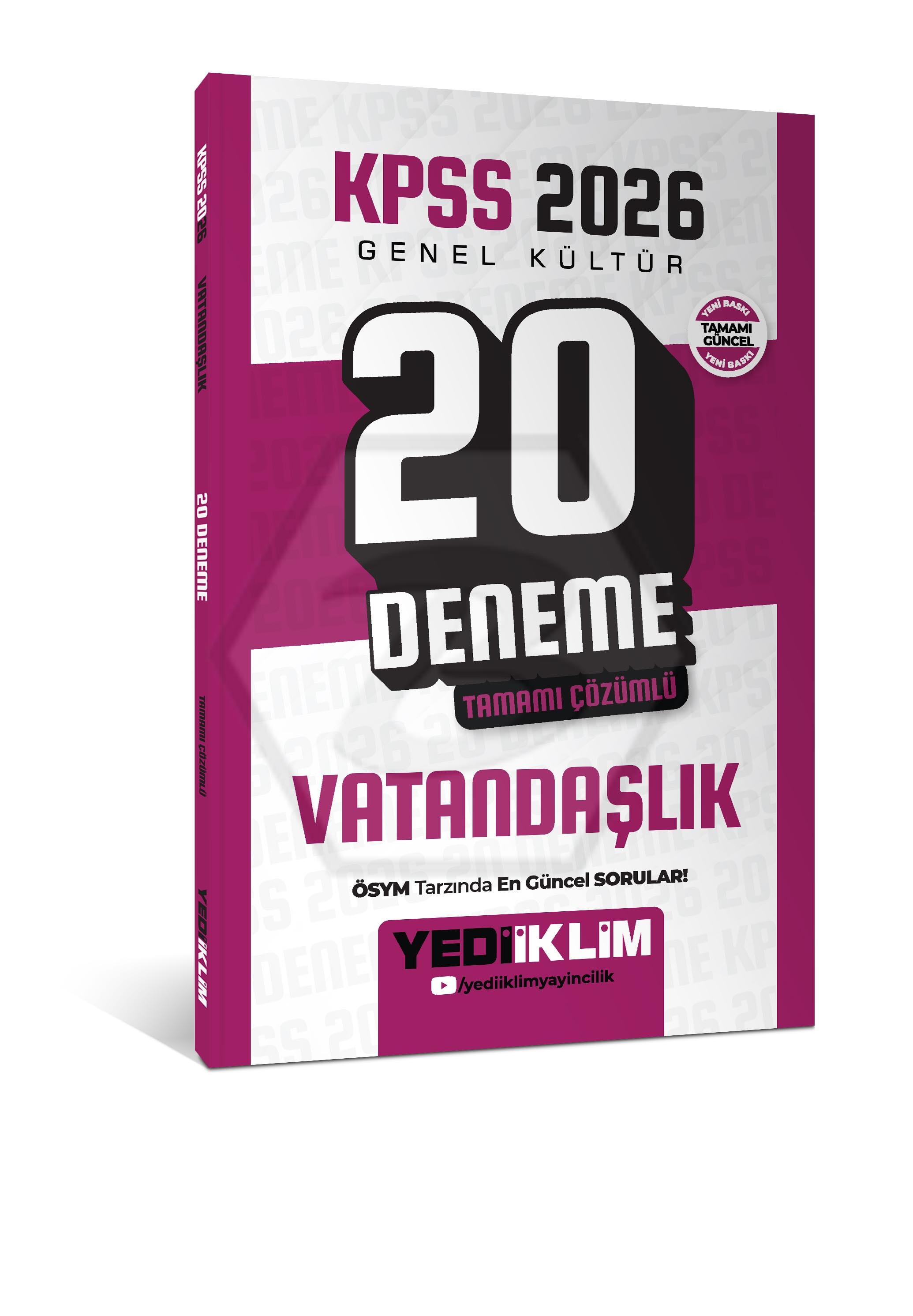 2026 KPSS Genel Kültür Vatandaşlık Tamamı Çözümlü 20 Deneme