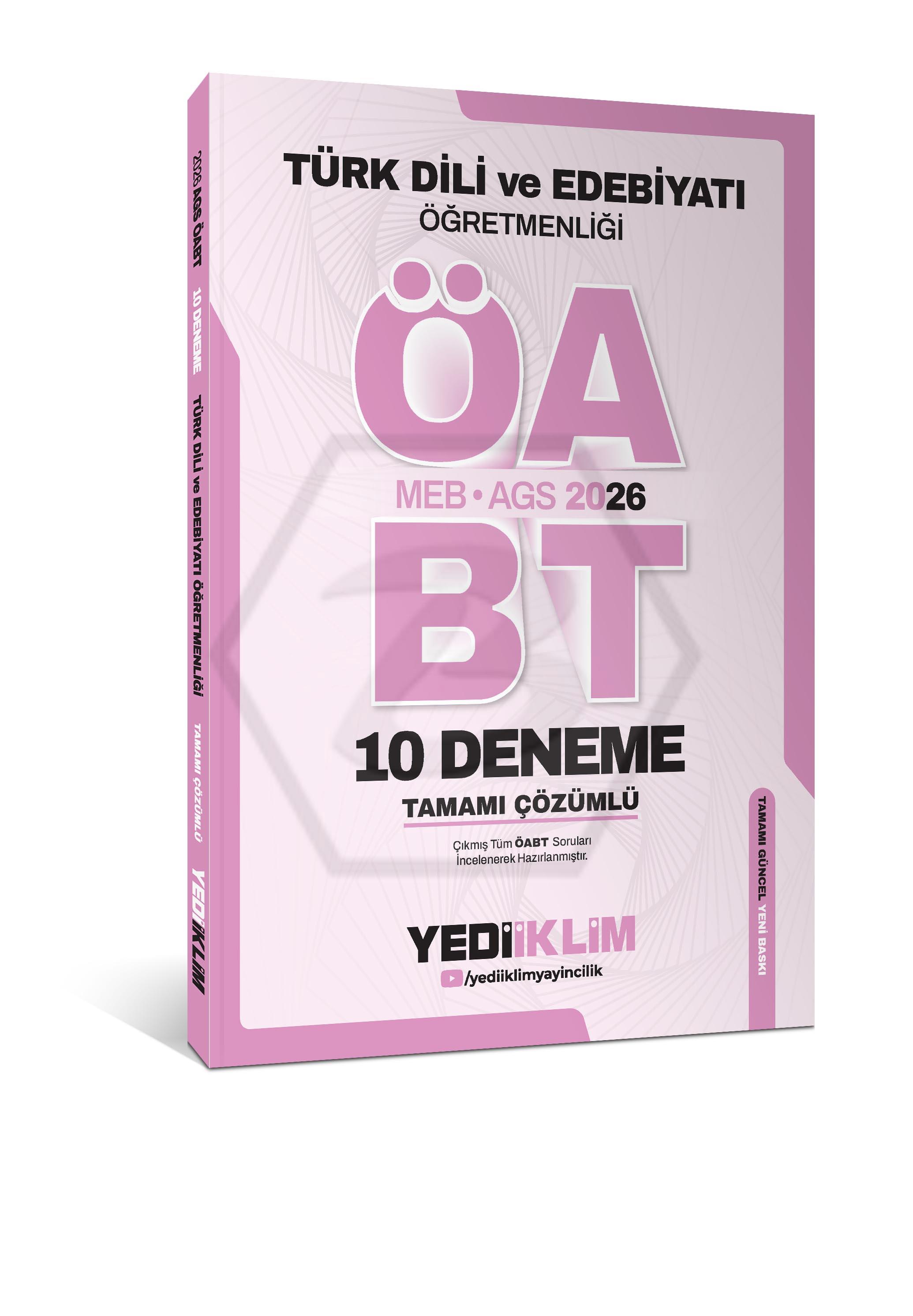 2026 AGS ÖABT Türk Dili Ve Edebiyatı Öğretmenliği Tamamı Çözümlü 10 Deneme Sınavı