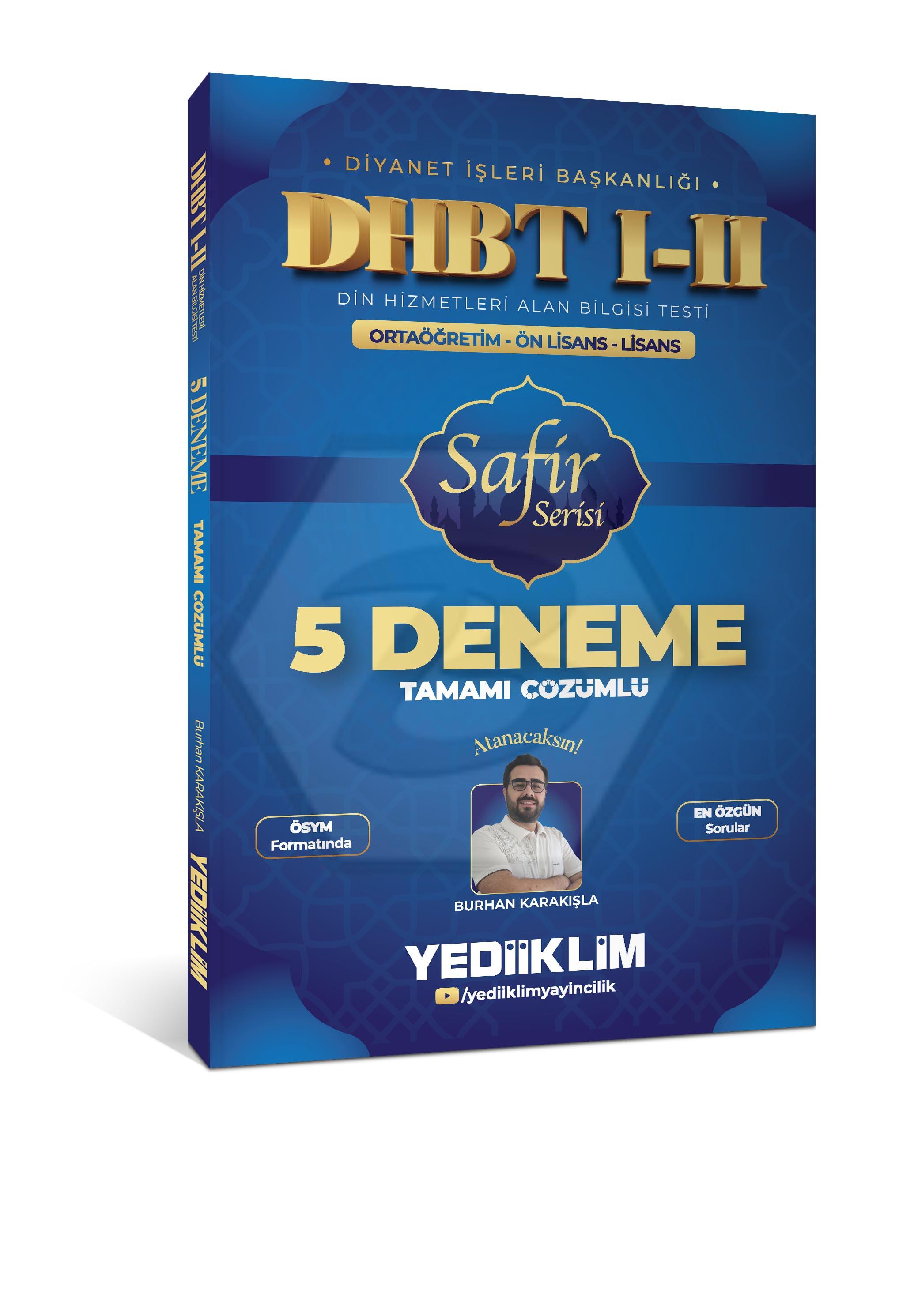 2026 DHBT I-II Ortaöğretim - Ön Lisans - Lisans Safir Serisi Tamamı Çözümlü 5 Deneme Sınavı