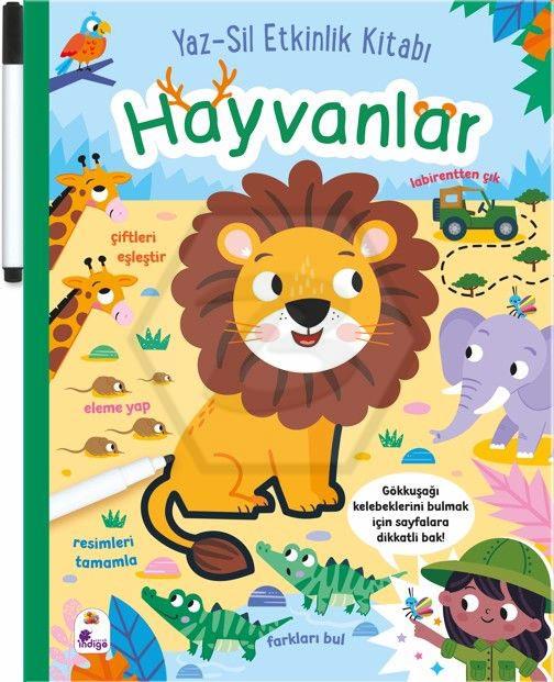 Yaz-Sil Etkinlik Kitabı – Hayvanlar (Kalemli)