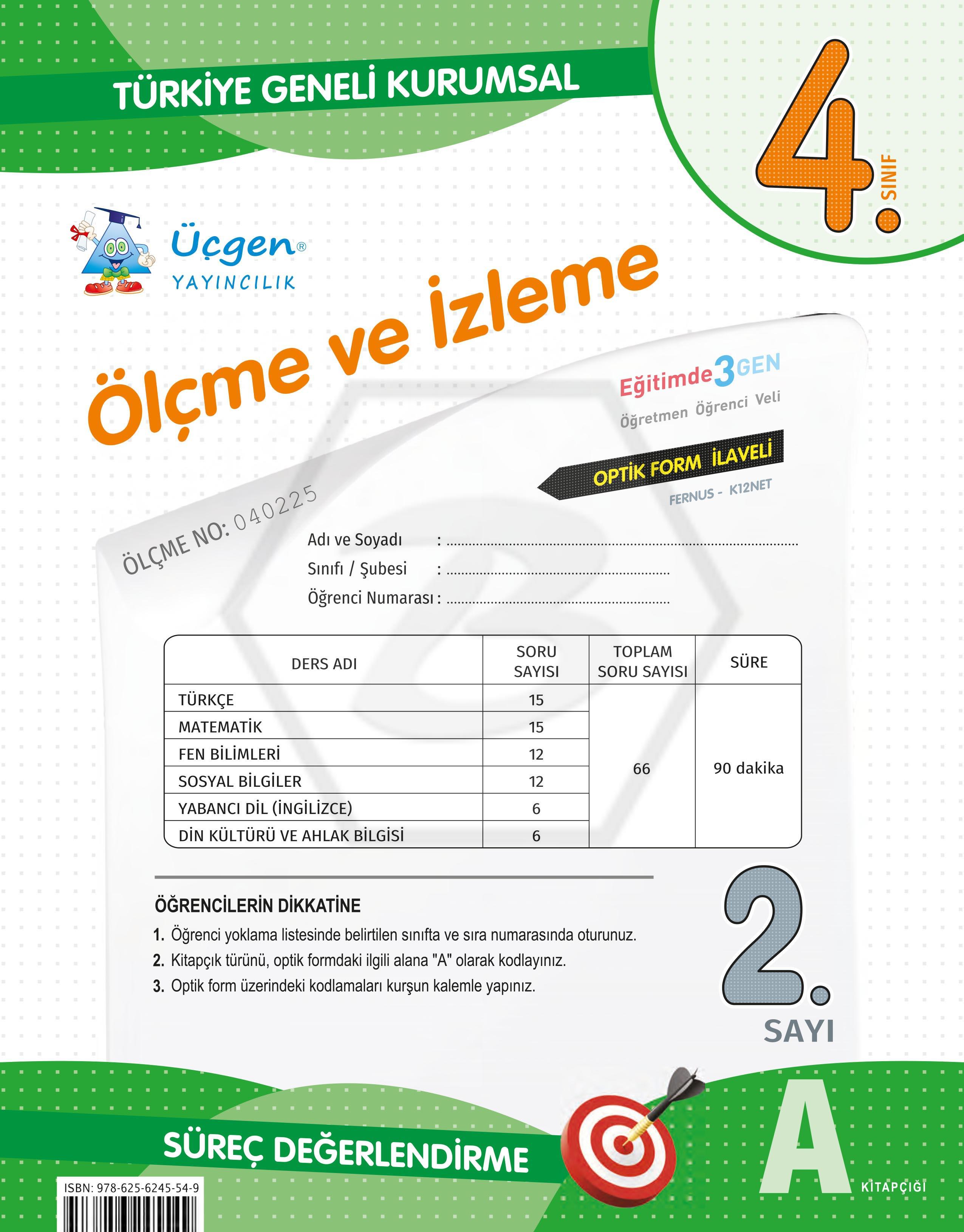 4. Sınıf Kurumsal Ölçme ve İzleme 2. Sayı Deneme - 2025