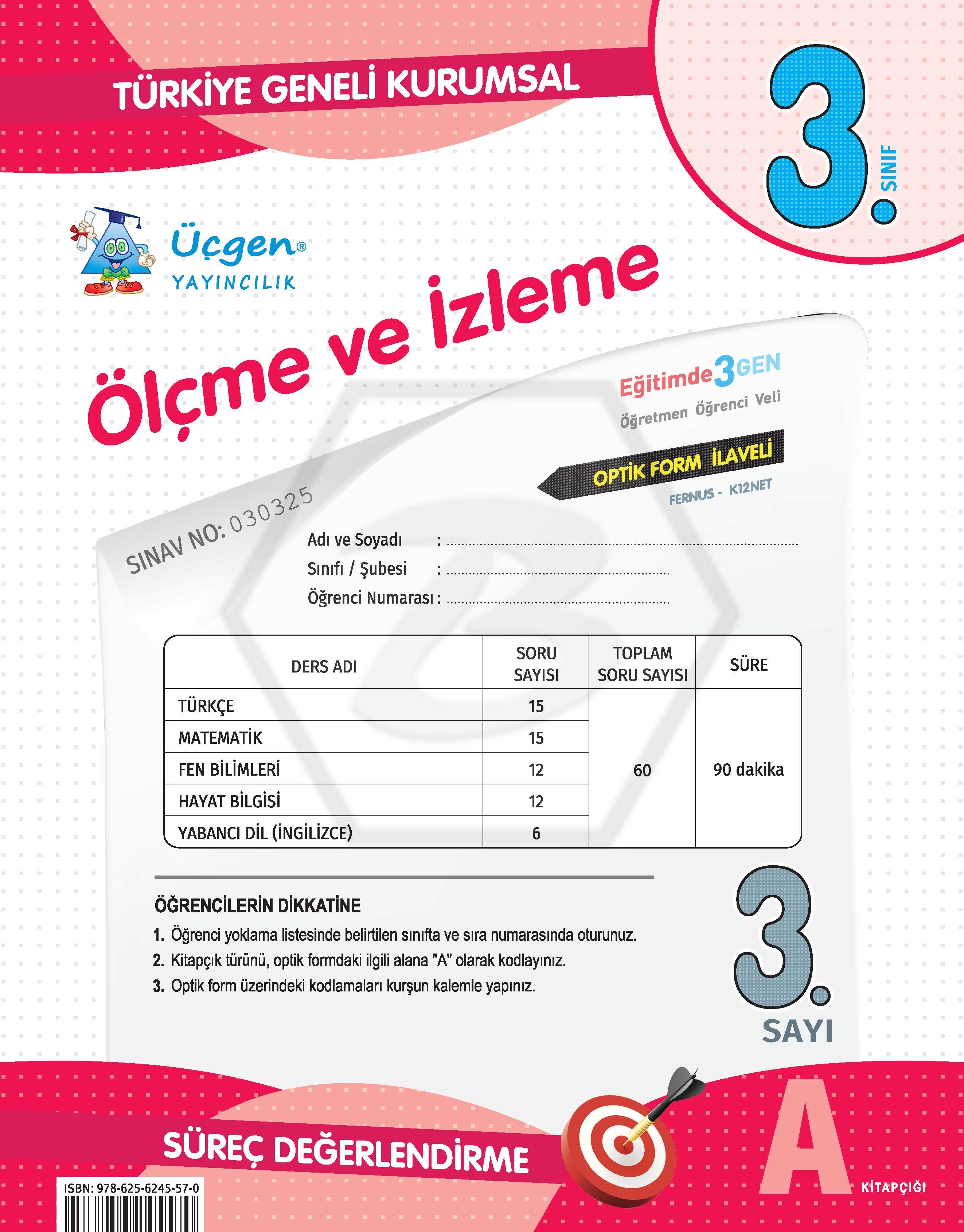 3. Sınıf Kurumsal Ölçme ve İzleme 3. Sayı Deneme - 2025