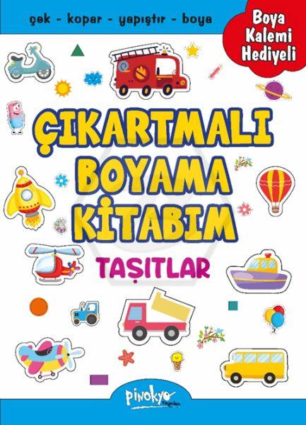 Taşıtlar Boyama Kitabı+Çıkartmalı+Kuru Boya Hediyeli (24 Sayfa)