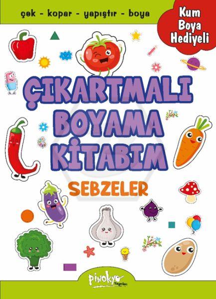 Sebzeler Boyama Kitabı+Çıkartmalı+Kuru Boya Hediyeli (24 Sayfa)