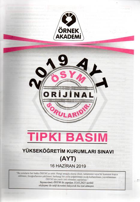 2019 AYT Tıpkı Basım Soru Kitapçığı