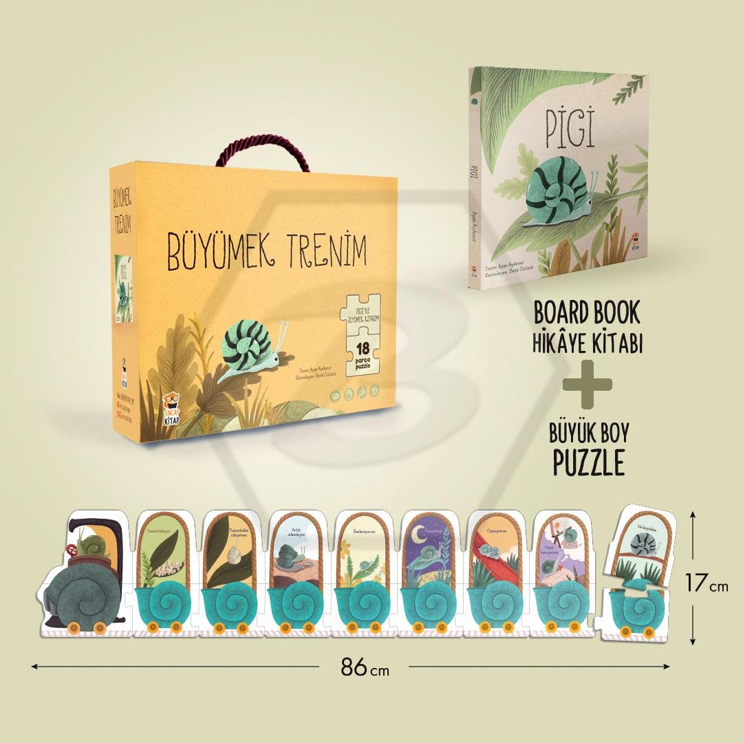 Pigi - Büyümek Treni (18 Parça Puzzle ve Kitap)