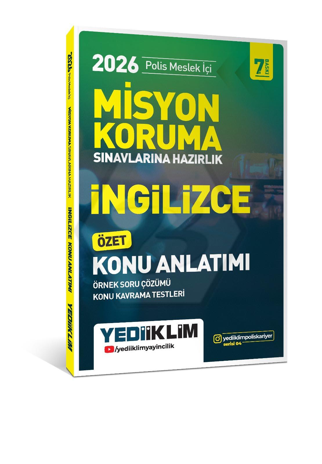 2026 Polis Meslek İçi Misyon Koruma Sınavlarına Hazırlık İngilizce Konu Anlatımlı Soru Bankası