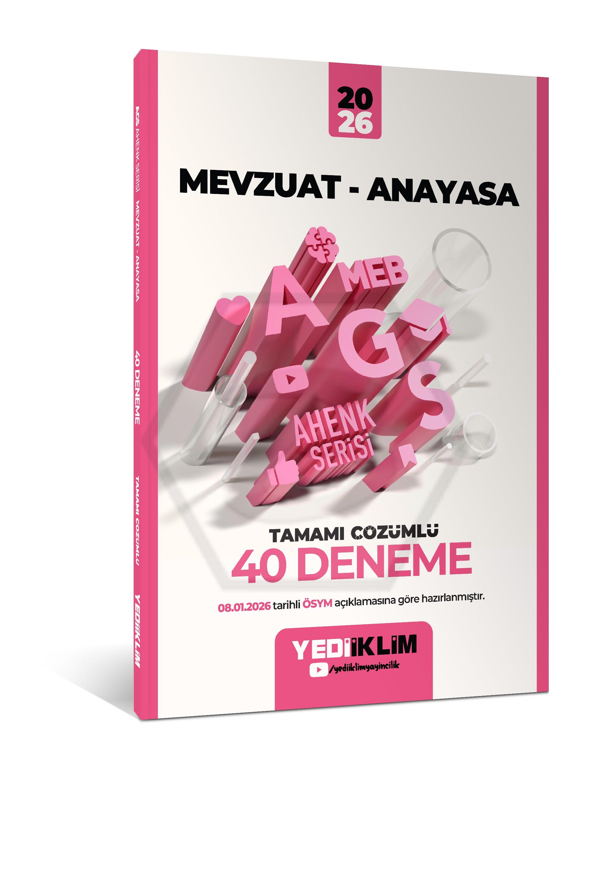 2026 MEB-AGS Ahenk Mevzuat-Anayasa Tamamı Çözümlü 40 Deneme (08.01.2026 değişikliğine göre)