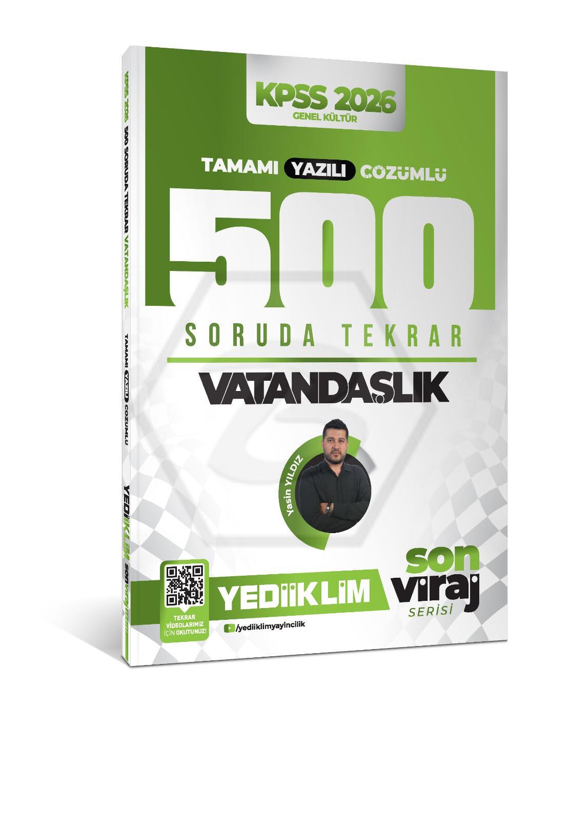 2026 KPSS Son Viraj Serisi Vatandaşlık Tamamı Yazılı Çözümlü 500 Soruda Genel Tekrar Kampı