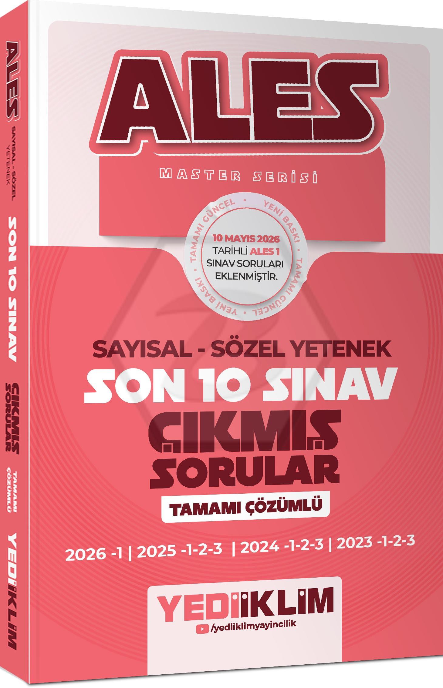 2026 ALES Master Serisi Sayısal Sözel Yetenek Tamamı Çözümlü Son 10 Sınav Çıkmış Sorular (10 Mayıs 2026 Ales-1 Ekli)