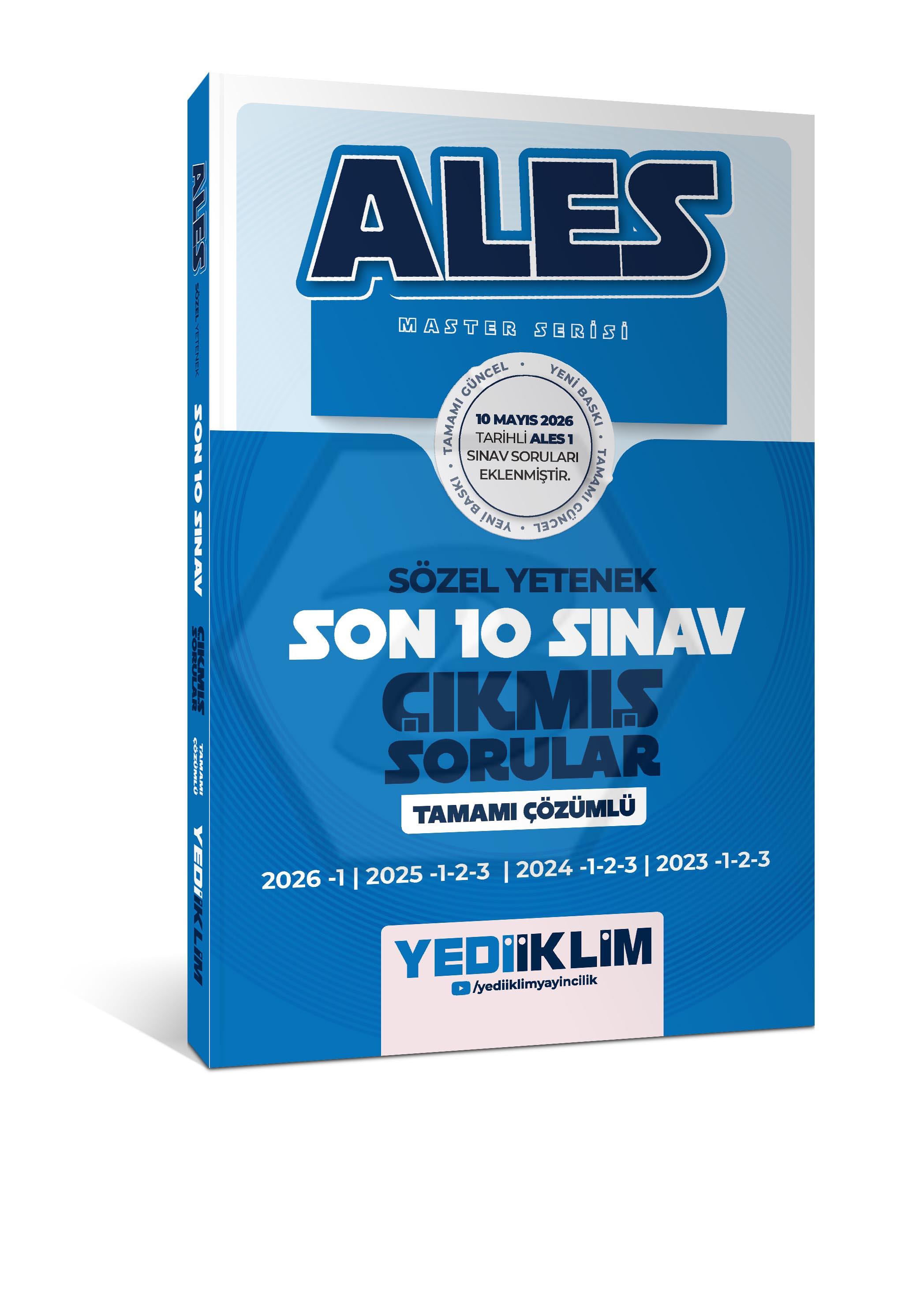 ALES Master Serisi Sözel Yetenek Tamamı Çözümlü Son 10 Sınav Çıkmış Sorular (10 Mayıs 2026 Ales-1 Ekli)