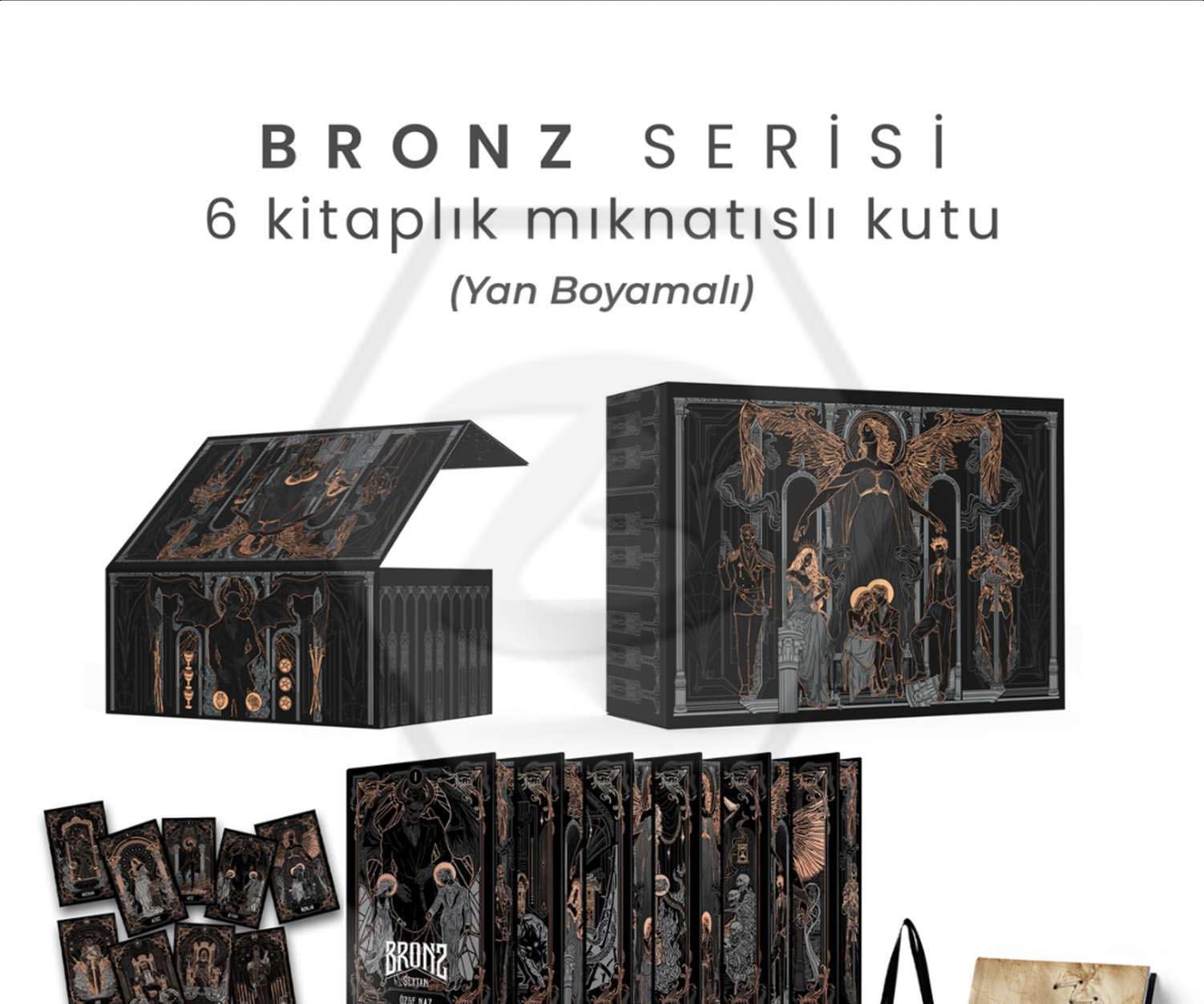Bronz Serisi 6 Kitaplık Mıknatıslı Kutu - Yan Boyamalı